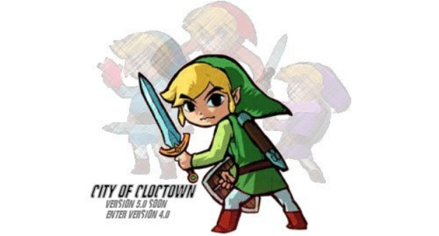 Modified artwork from Four Swords showing the 4 colored Links. Only the Green Link is in full color; the others are faded.