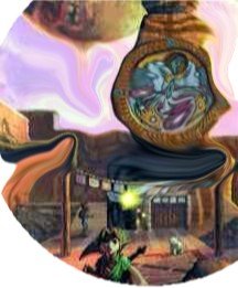 A distorted image of Link in Clock Town.