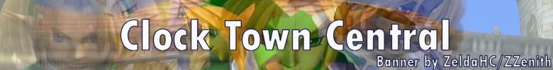 A collage of Zelda characters from Super Smash Bros. Melee with the words "Clock Town Central" overlayed.