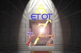 The Temple of Time from Ocarina of Time with three stylized letter Z icons.