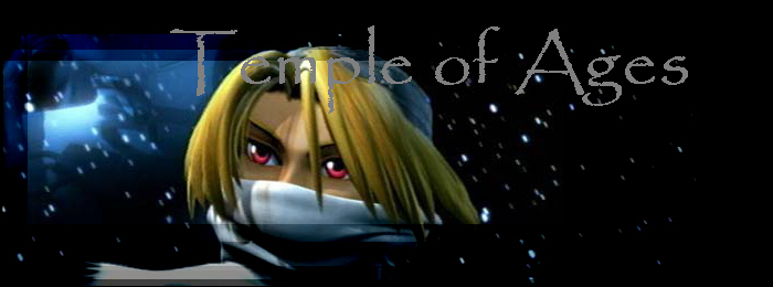 Banner for Temple of Ages. A screenshot of Sheik from the title screen video of Super Smash Bros. Melee.