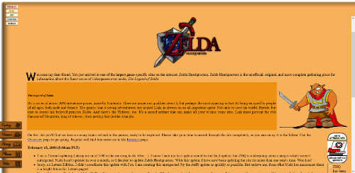 Zelda Headquarters home page.